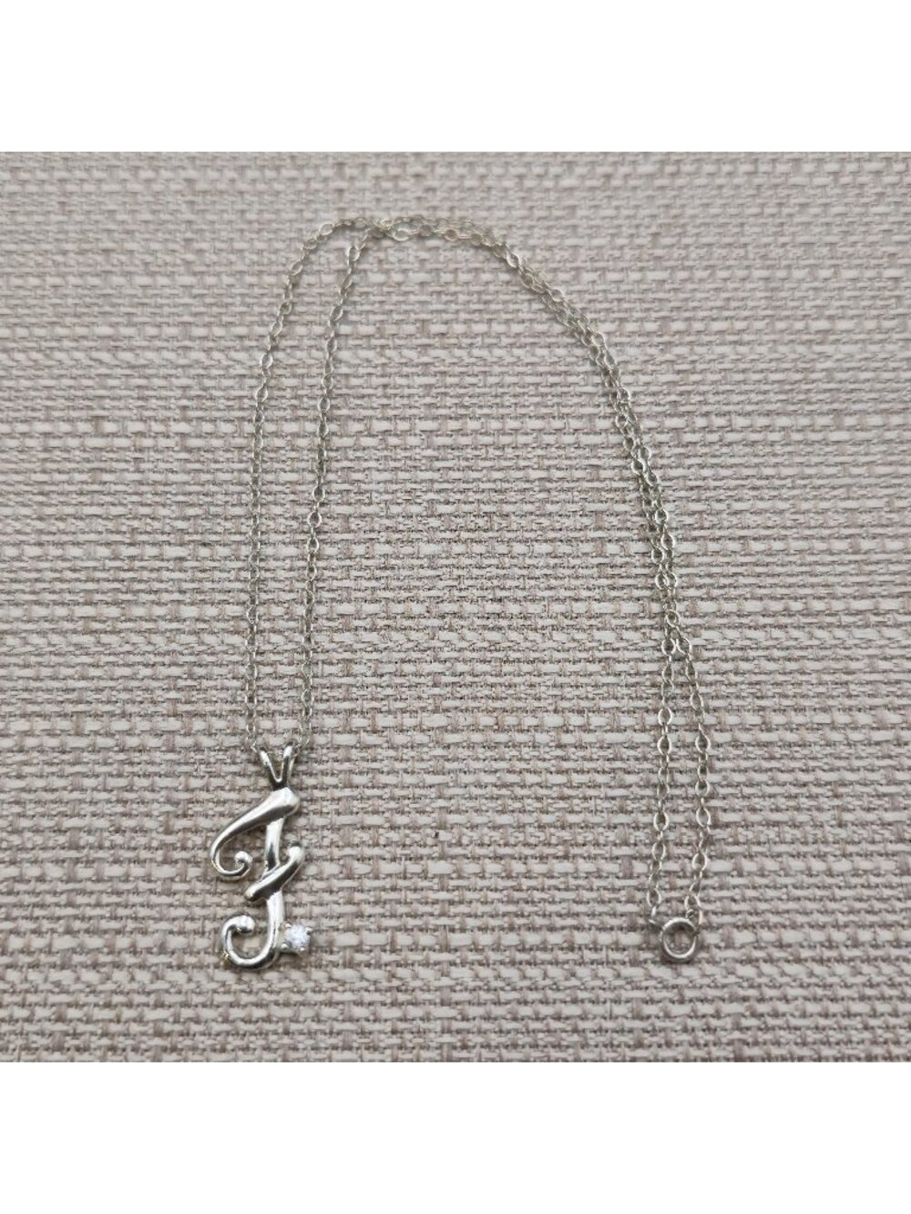 18 Inch Sterling Silver Cubic Zirconia Initial J Pendant Necklace A8745